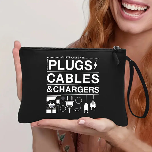 Women's Versatile Black Nylon Toiletry/Chargers Travel Bag – Waterproof & Lightweight