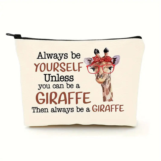 "Always Be Yourself" Bag with Zipper – Lightweight Travel Pouch, Easy-Clean Canvas