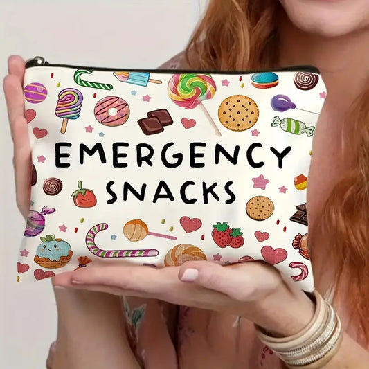 "Emergency Snaks" Canvas Travel Bag – Stylish & Versatile Organizer