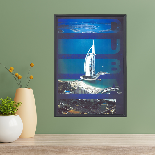 Dubai City Poster – Modern Art Design (A4, Framed)
