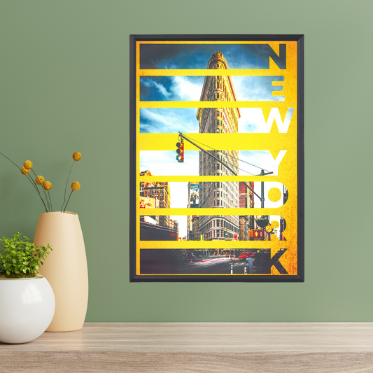 New York City Poster – Modern Art Design (A4, Framed)