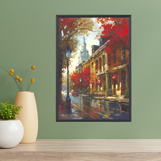 Paris Vintage Art Print – Oil Painting Style (A4, Framed)