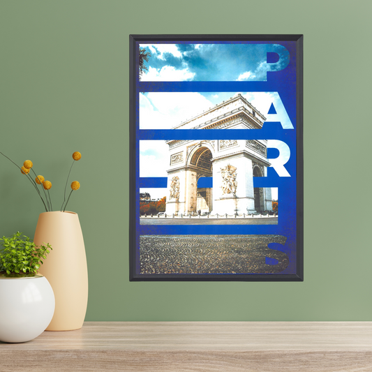 Paris City Poster – Modern Art Design (A4, Framed)