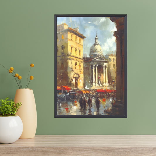 Edinburgh Vintage Art Print – Oil Painting Style (A4, Framed)