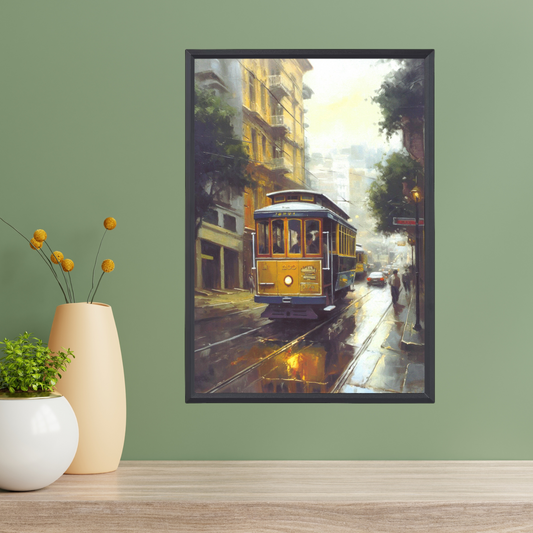 Lisbon Vintage Art Print – Oil Painting Style (A4, Framed)