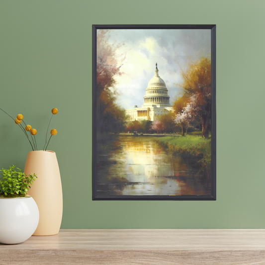 Washington Vintage Art Print – Oil Painting Style (A4, Framed)