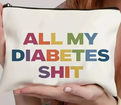 "All My Diabetes Shit" Bag with Zipper – Lightweight Travel Pouch, Easy-Clean Canvas