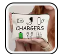 "Chargers" Bag with Zipper – Lightweight Travel Pouch, Easy-Clean Canvas
