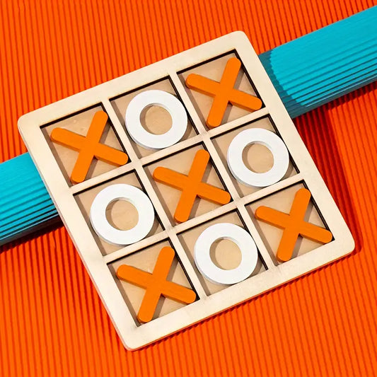 Wooden XO Tic-Tac-Toe Puzzle Game Orange