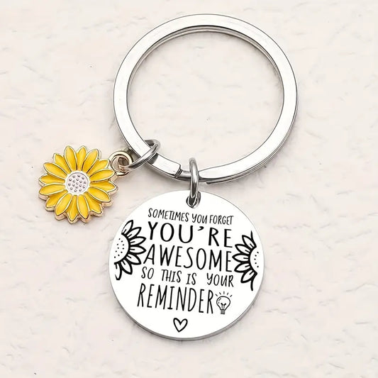 Inspirational Sunflower Keychain – Stainless Steel Charm