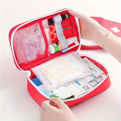 Travel Portable First Aid Kit Bag with Zipper ( Red )
