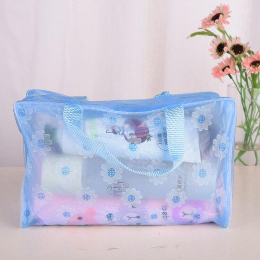 Chic Floral Waterproof PVC Cosmetic Bag – Portable Makeup & Toiletries Organizer