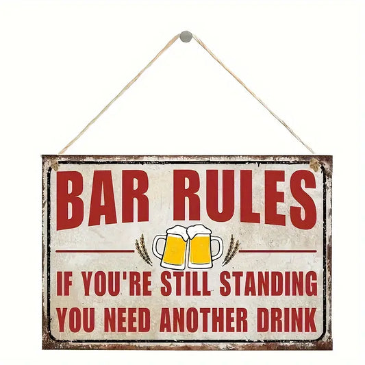 "Bar Rules" Funny Bar Wooden Sign