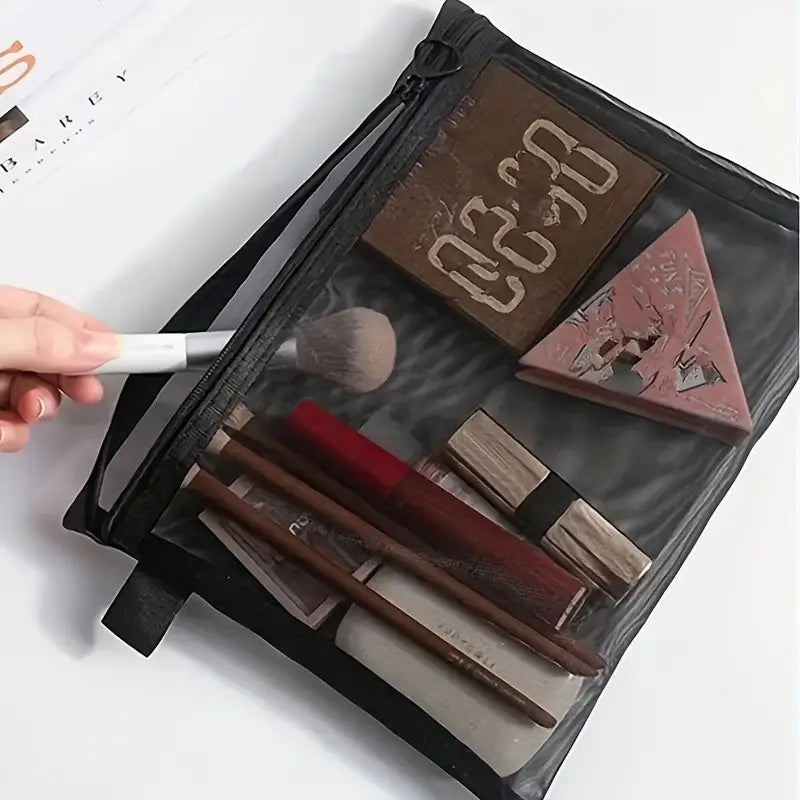 Lightweight Mesh Travel Organizer Set – Durable Toiletry & Makeup Bags with Zipper